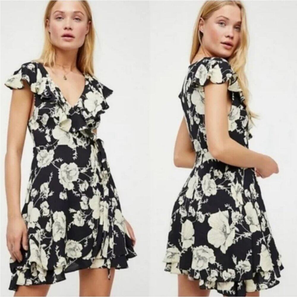 Free People French Quarter Floral Wrap Mini Dress